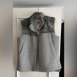 NWT north face grey fur collar vest